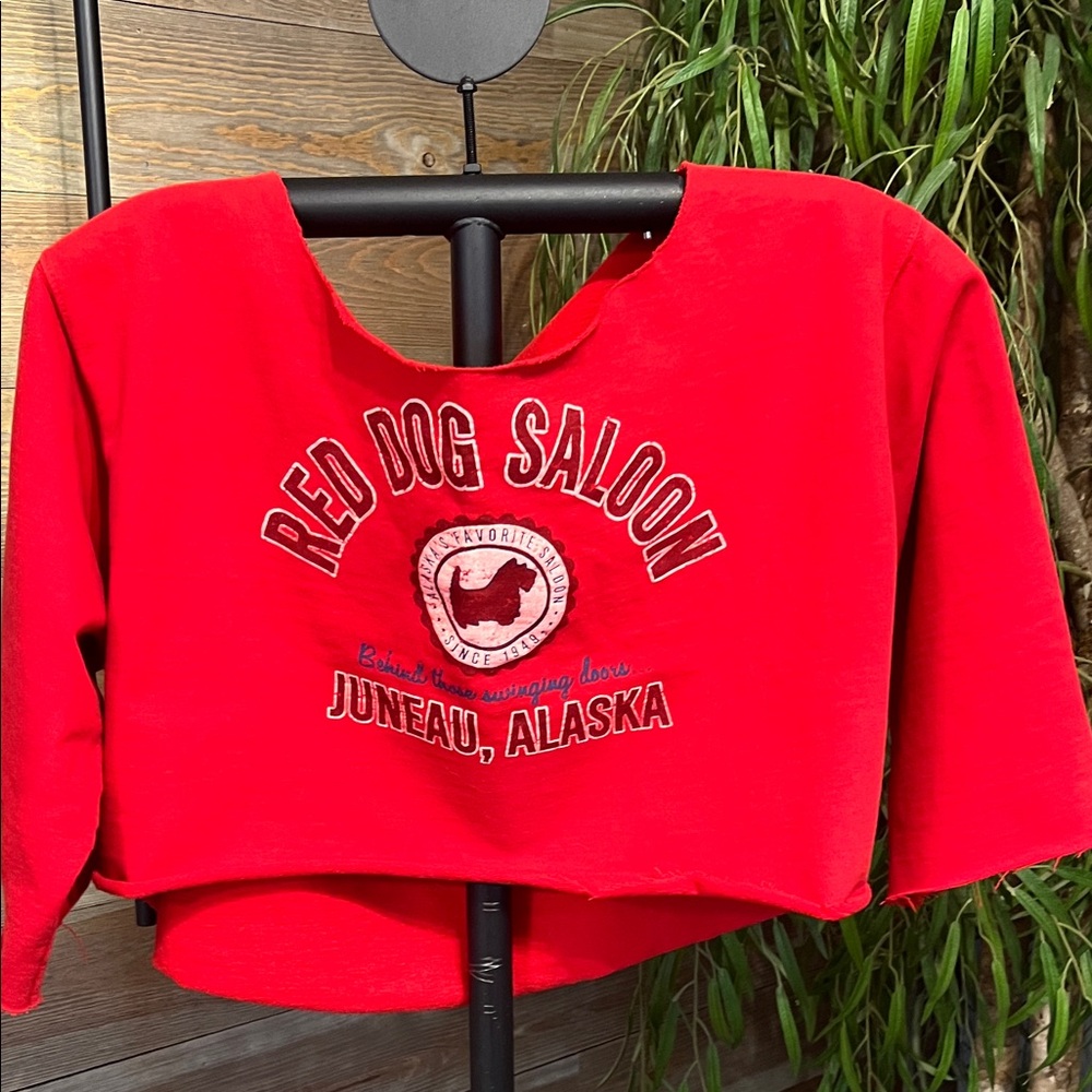 Red Dog Saloon cropped off shoulder red sweatshirt XL